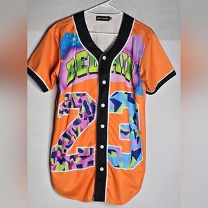 80s 90s  Women Hip Hop Costume Baseball Jersey Shirt BELAIR SZ Large